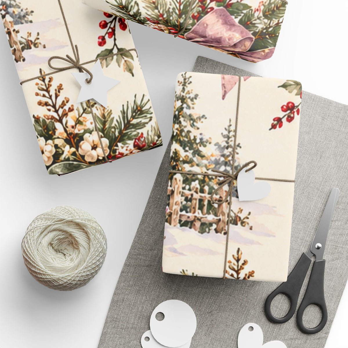 Holiday Botanicals Wrapping Paper — Vintage Holly & Berries