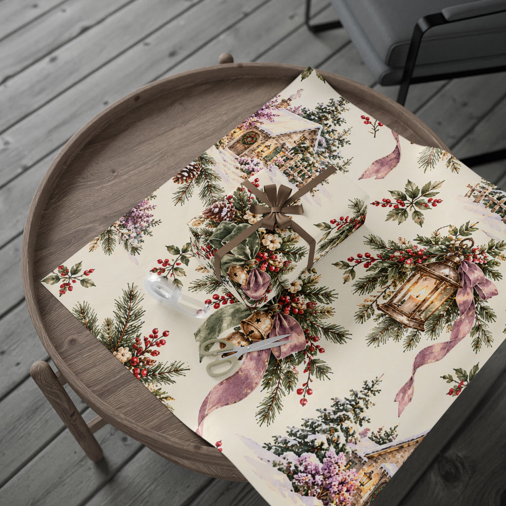 Holiday Botanicals Wrapping Paper — Vintage Holly & Berries