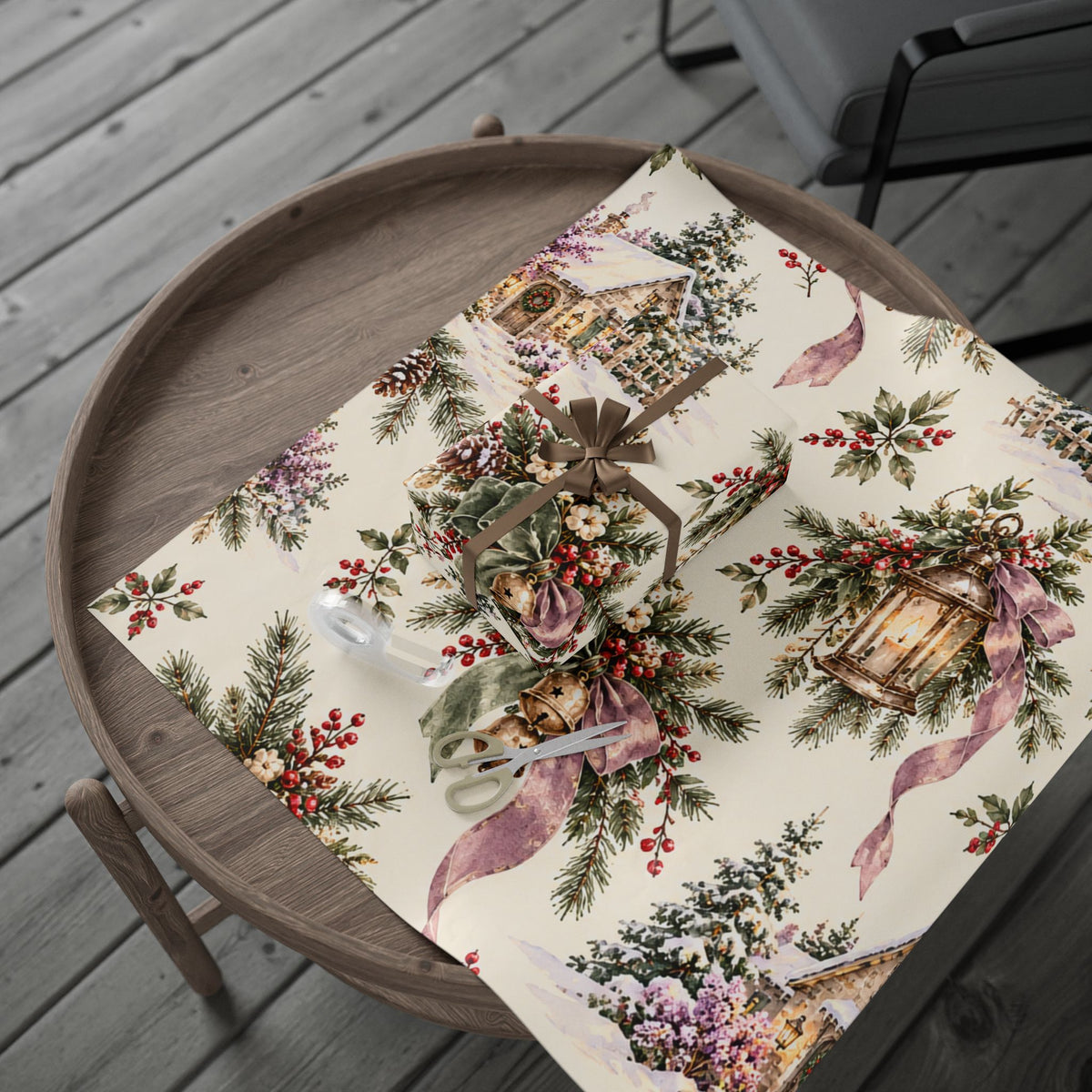 Holiday Botanicals Wrapping Paper — Vintage Holly & Berries