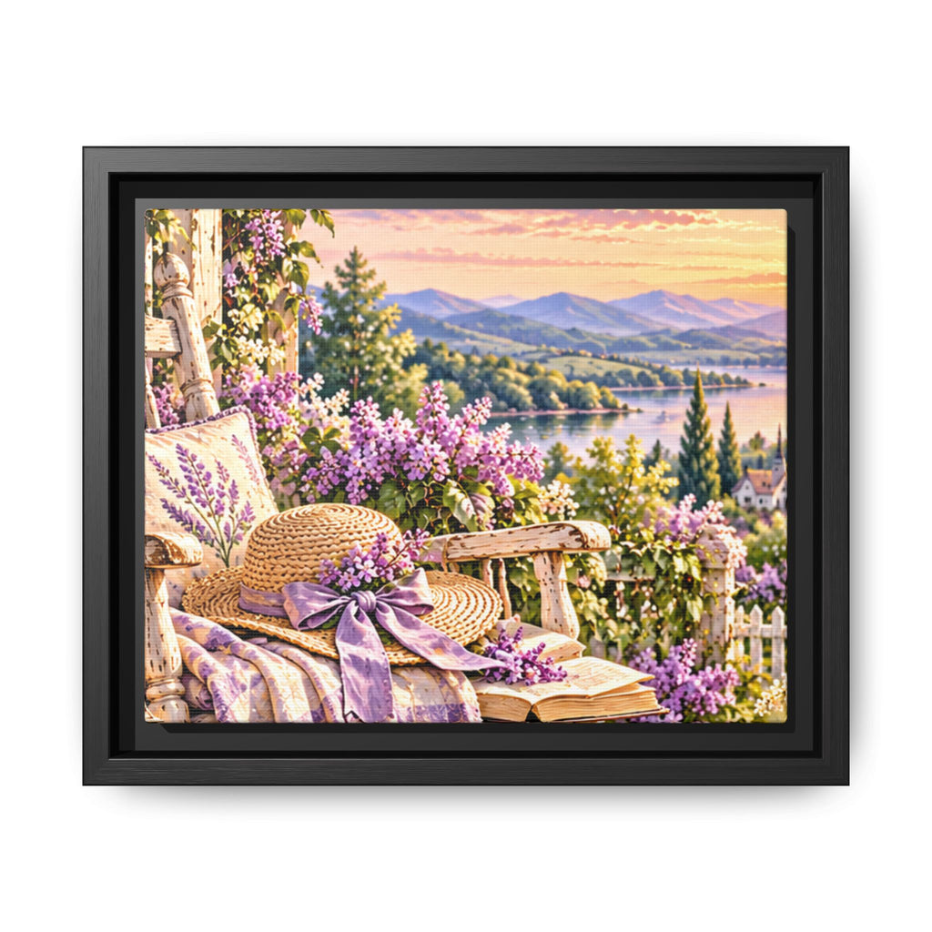 Sunset Lavender Garden Framed Canvas — Cottage Wall Art