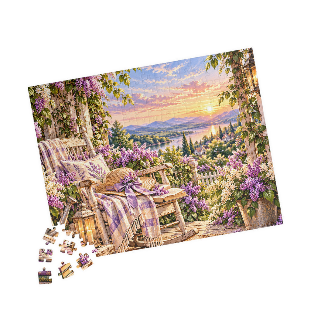 Sunset Porch Garden Jigsaw Puzzle — Cottage Landscape Puzzle